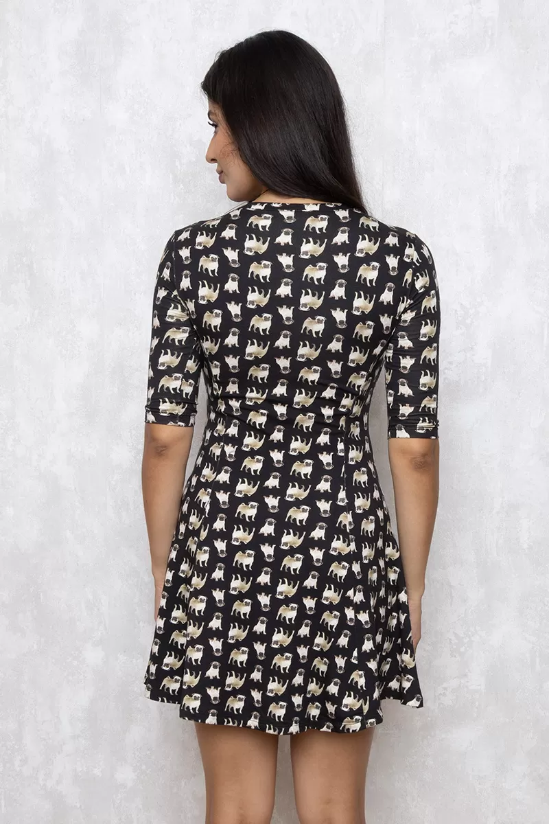  - Vestido Groovy Estampado Preto - 10007954