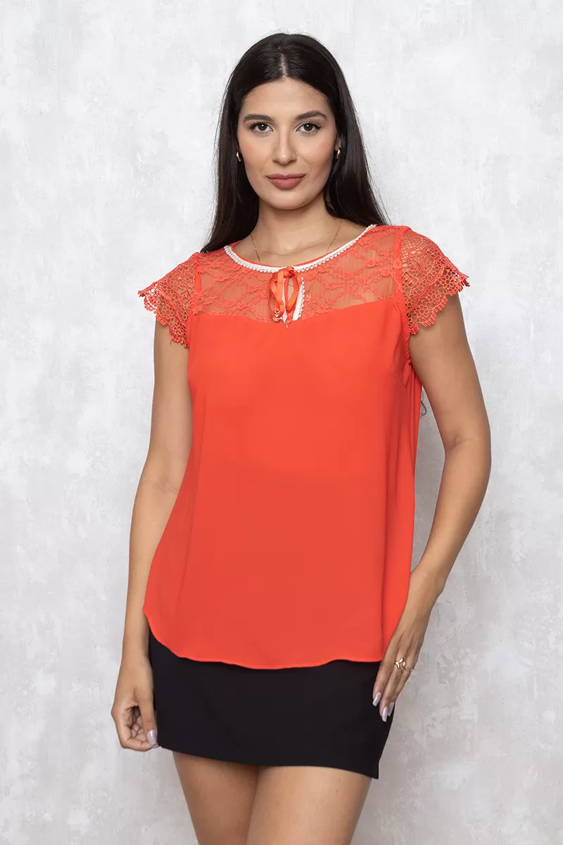 Karmani - Blusa Karmani detalhe renda Laranja C0916 - 10008249