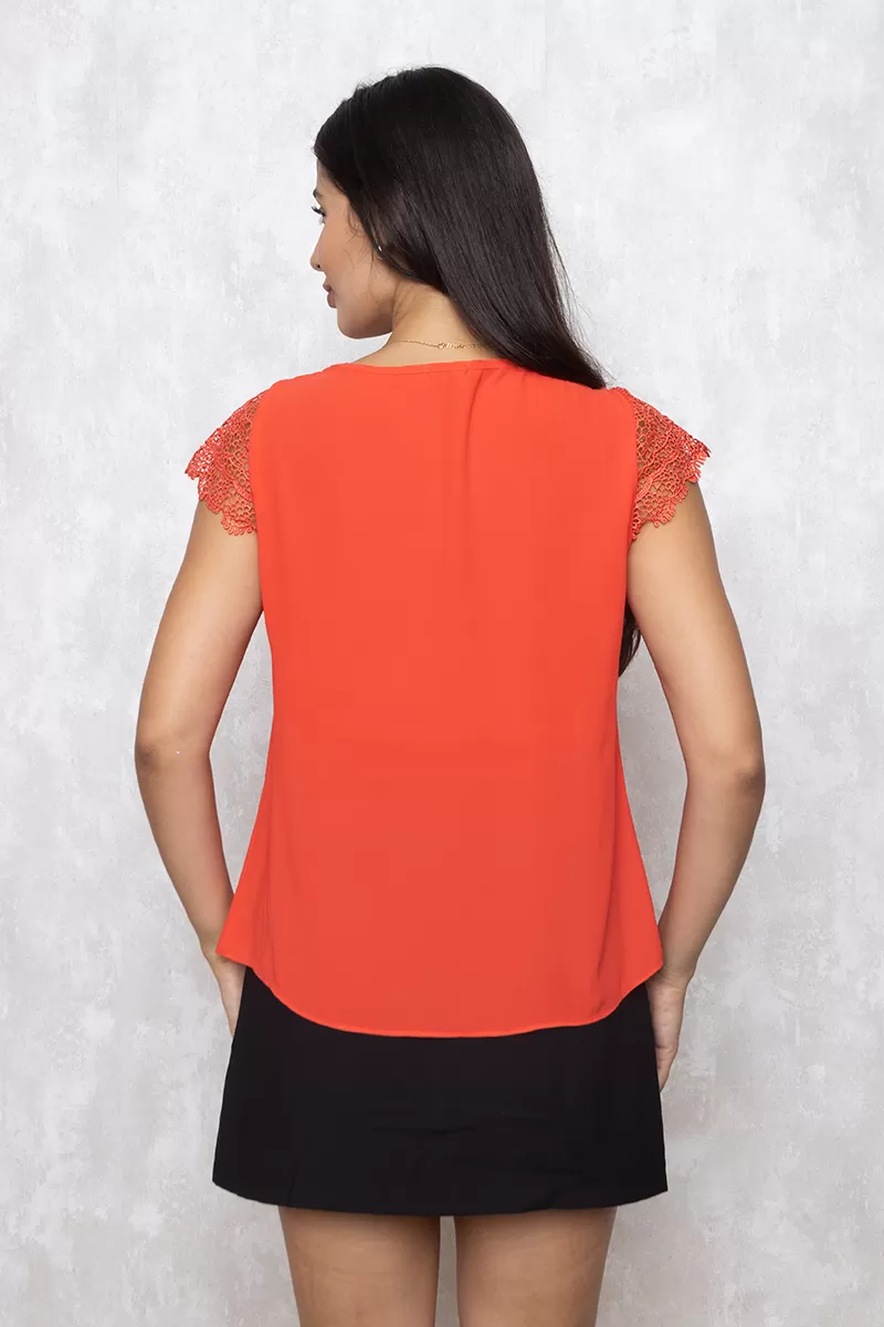 Karmani - Blusa Karmani detalhe renda Laranja C0916 - 10008249