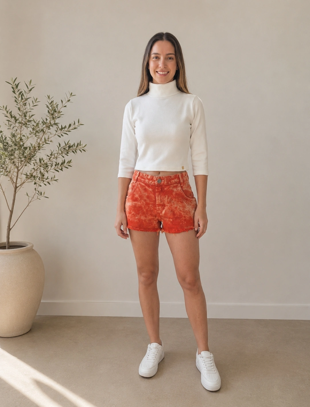 Degrant - Degrant Shorts Degrant Orange Dye Straight Hem Jeans - 10013085