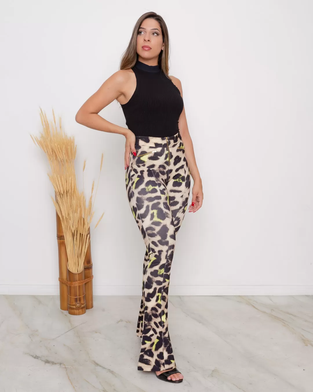 Limone - Calça Limone com ziper Estampado Onça - 10013188