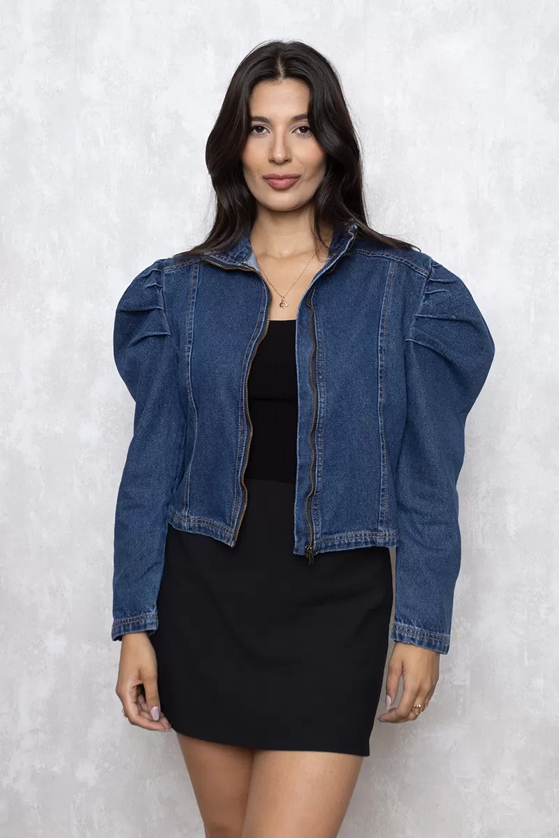 Alcance Jeans - Jaqueta Alcance Jeans manga bufante Azul - 10013385