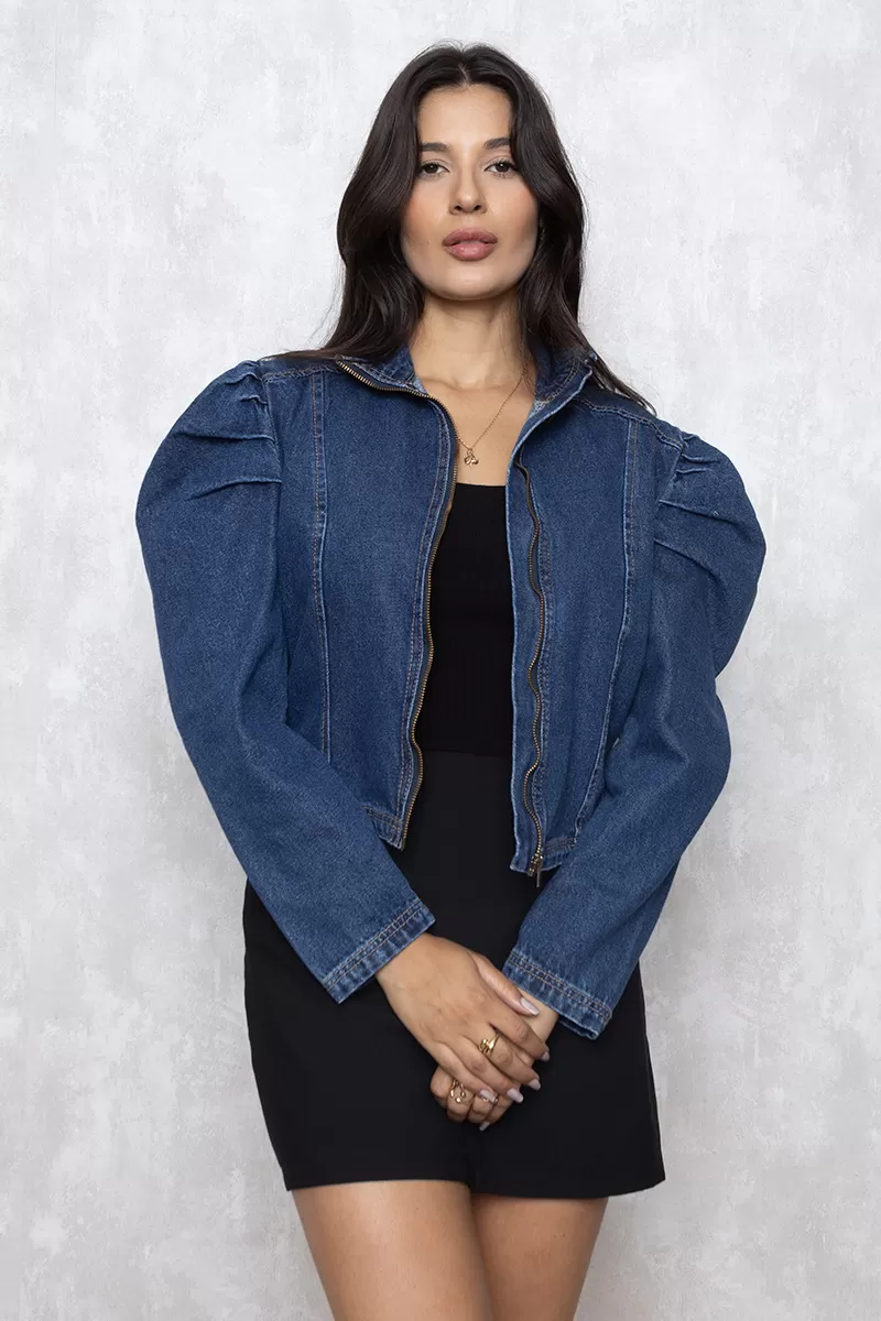 Alcance Jeans - Jaqueta Alcance Jeans manga bufante Azul - 10013385