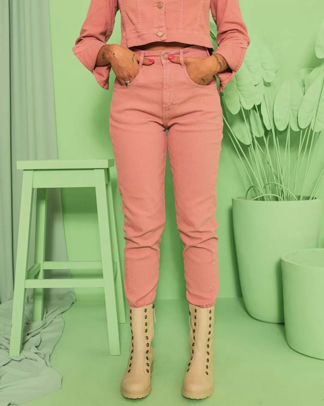 Alcance Jeans - Pants reach jeans mom pink vest - 1002877