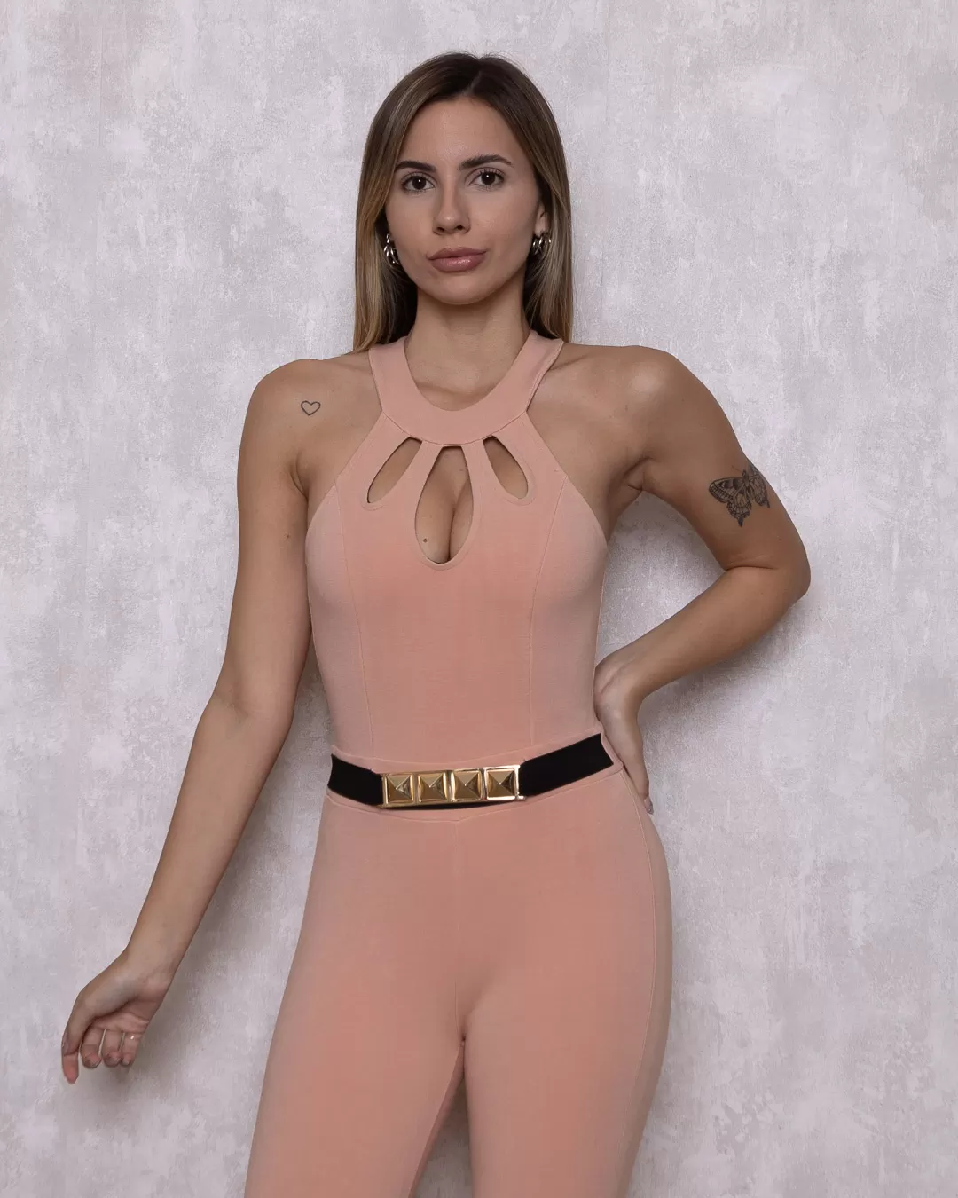 Miss Misses - Macacão Miss Misses Gola Alta Fivela Rosa - 10003910