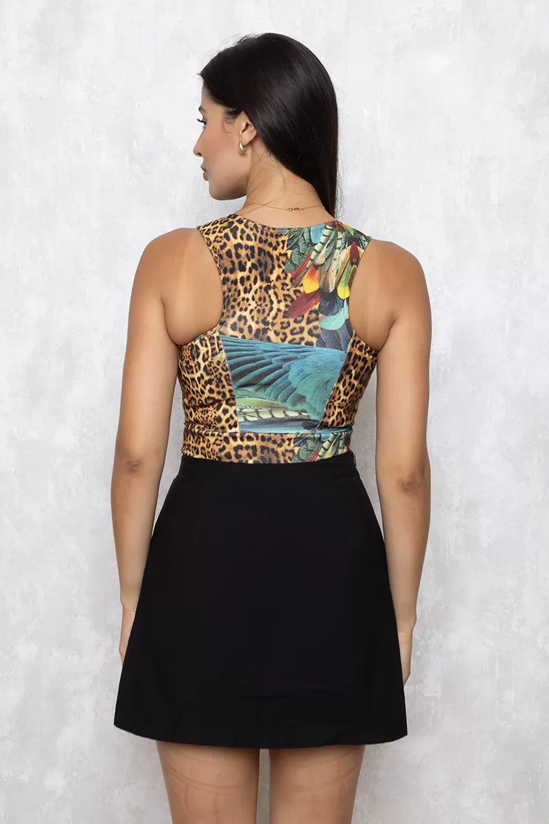 Limone - Cropped Limone Estampado Onça 02-133 - 10009886