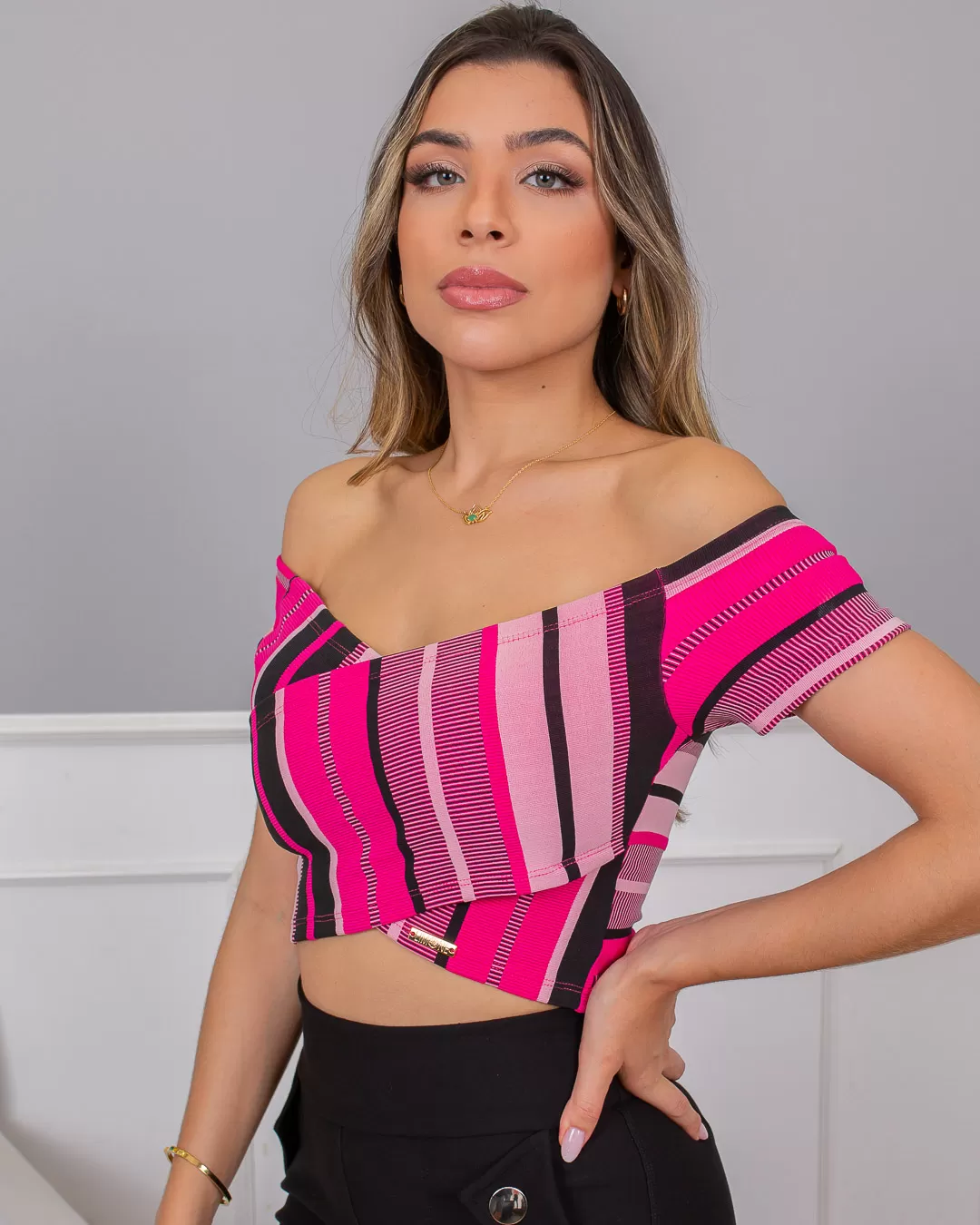 Limone - Cropped lemon pierced pink 02-685 - 10009869