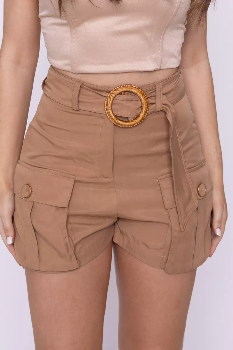 Limone - Shorts Limone com Cinto Marrom - 10010127