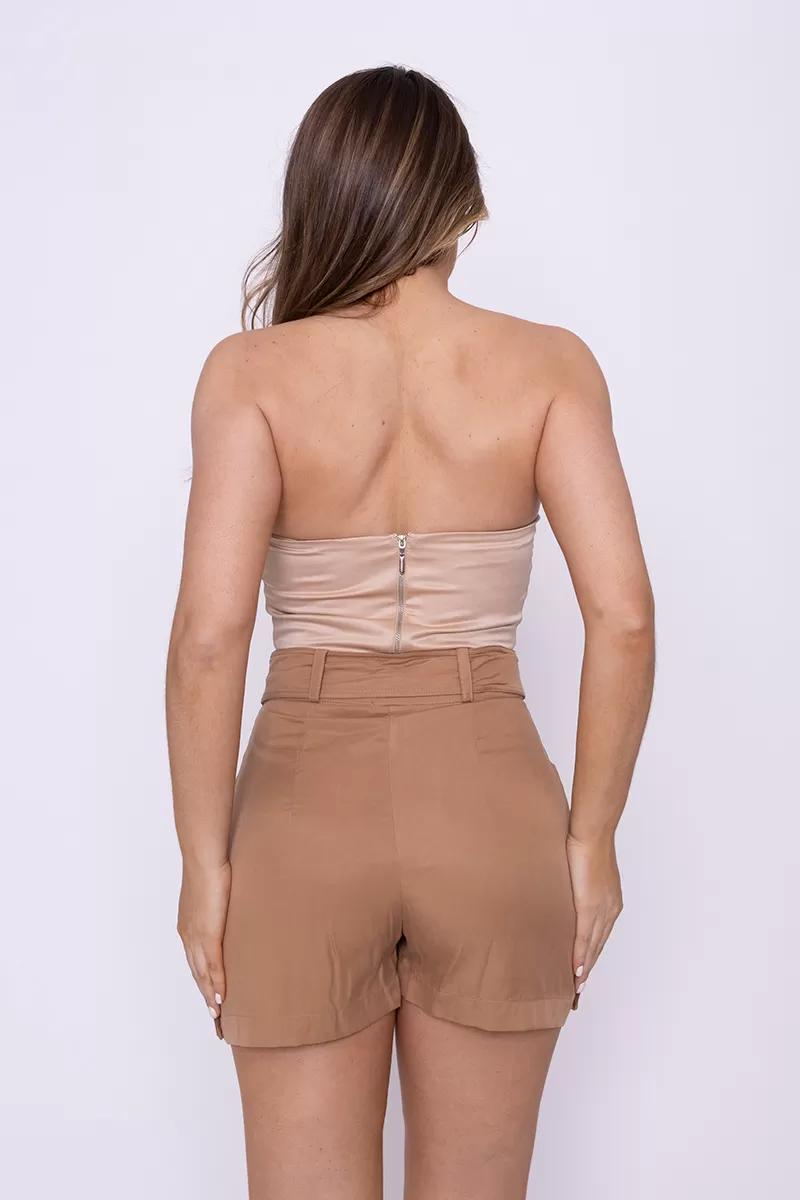 Limone - Shorts Limone com Cinto Marrom - 10010127
