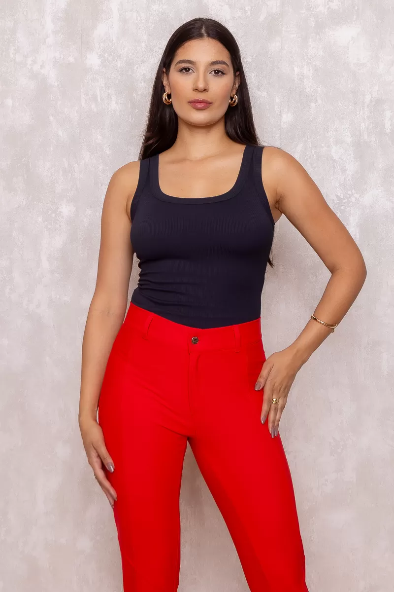 Miss Misses - Calça Miss Misses flare com recorte Vermelho - 10010654