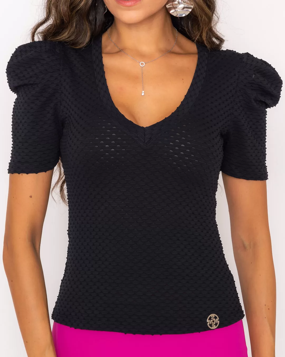 Miss Misses - Blusa Miss Misses Manga Princesa Preto - 10011269