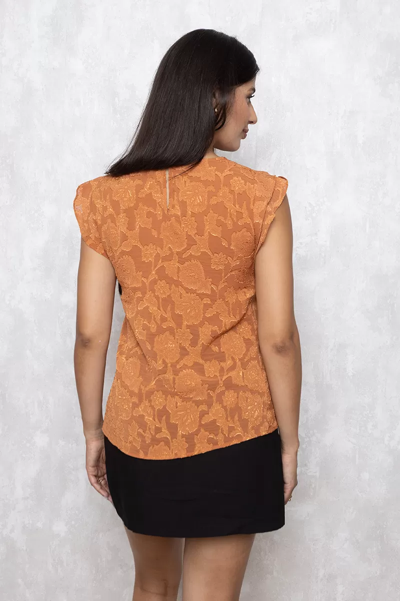Unique Chic - Blusa Unique Chic Regata Crepe Laranja - 10011715