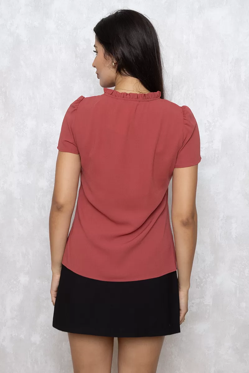 Unique Chic - Blusa lisa manga curta BORDO Ref:2242395 - 10011695