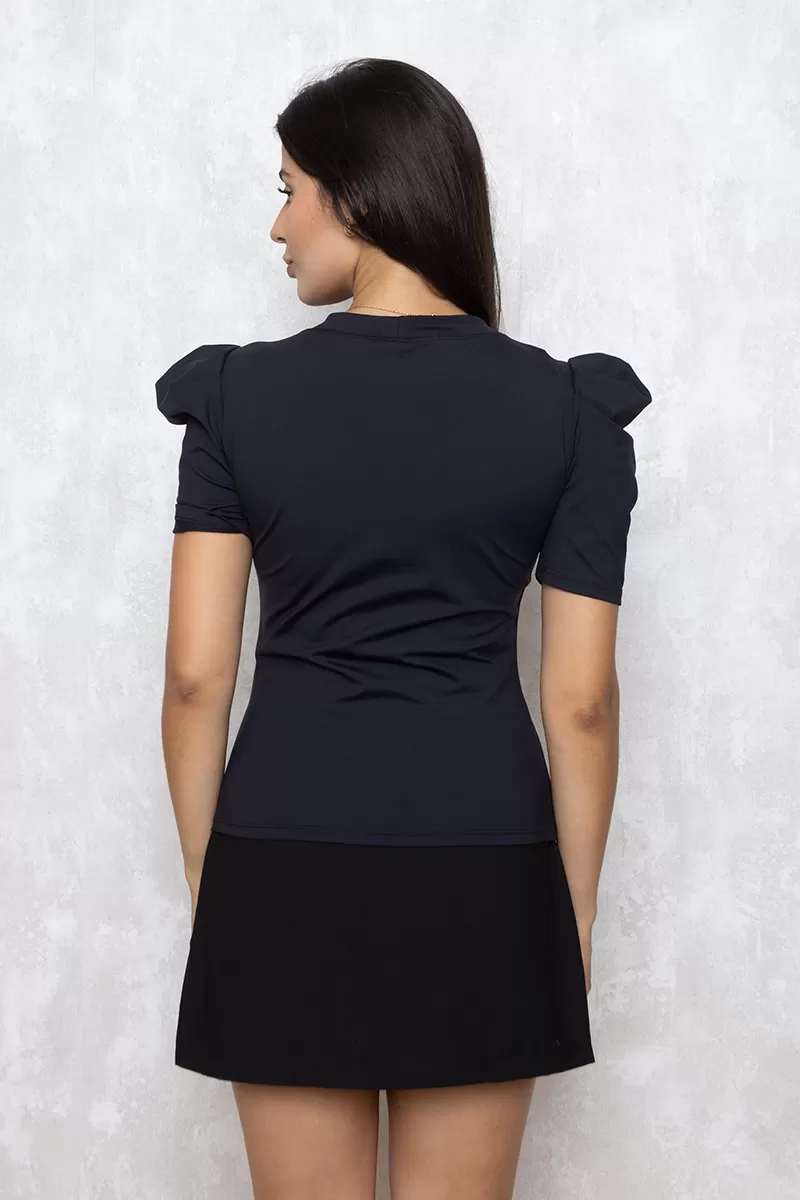 Miss Misses - Miss Misses Shirt with pleated sleeve Black 80070 - 10010893