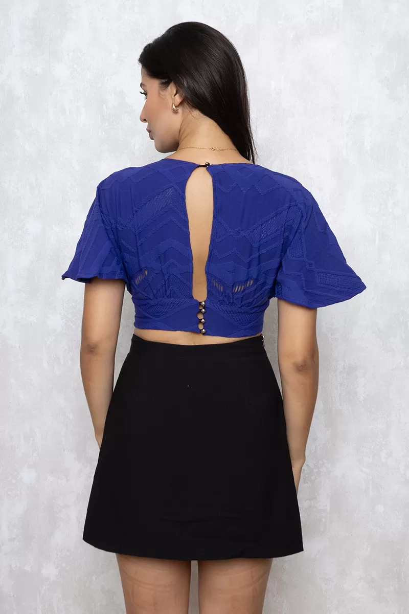 Miss Misses - Cropped  Miss Misses Liso Manga Sino Azul - 10010452