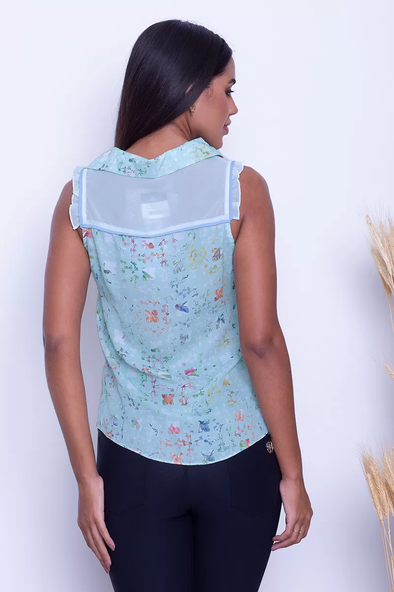 Karmani - Blusa Karmani laço frente Estampado Verde - 10007775
