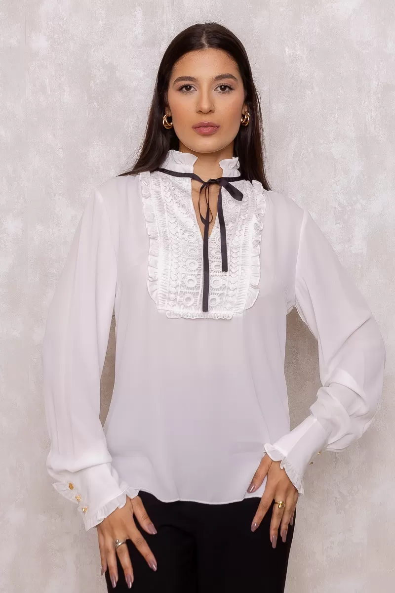 Karmani - Karmani crepe gripir Offwhite shirt - 10007615
