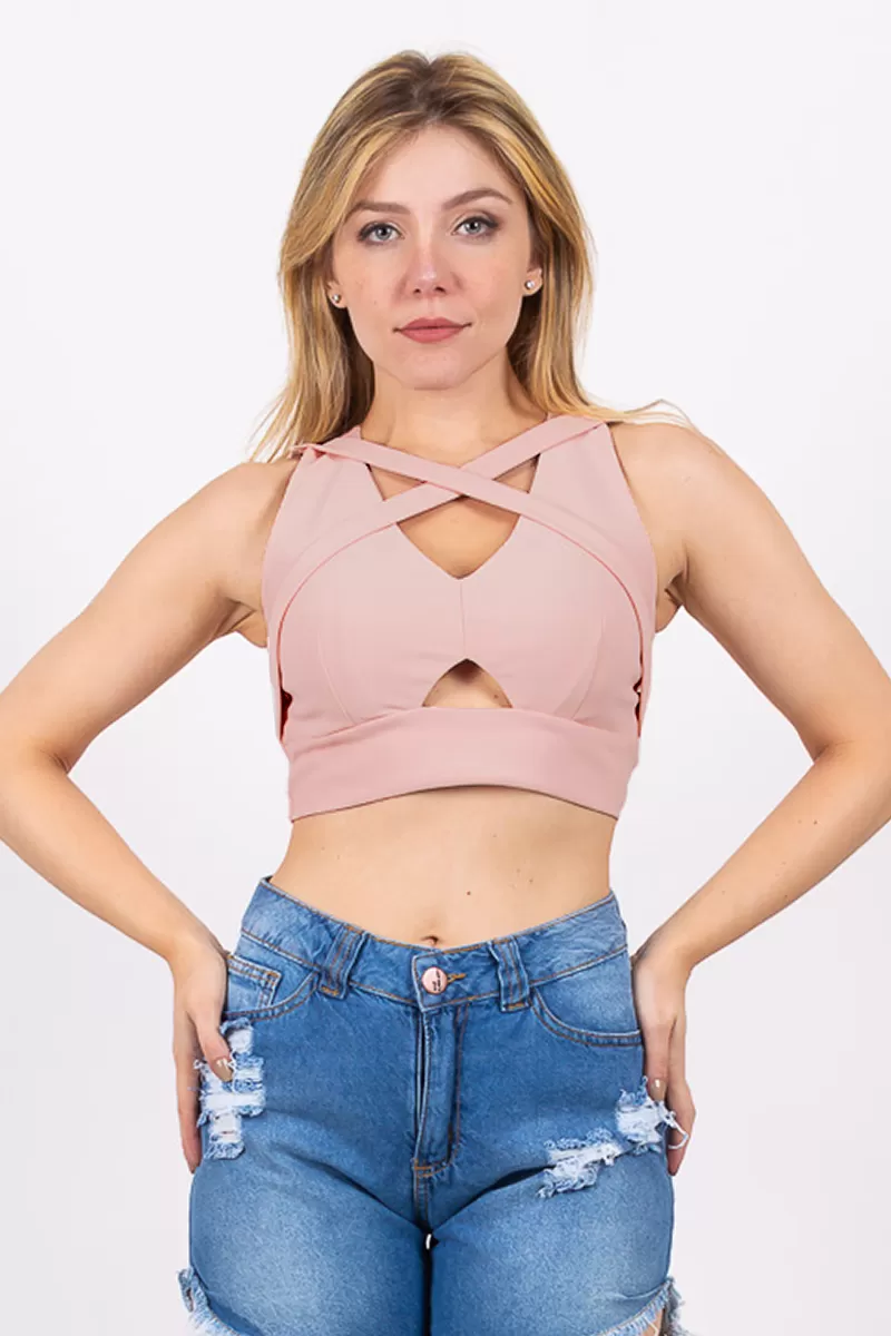 Siss - Cropped Siss Crossed Front Pink - 10007466