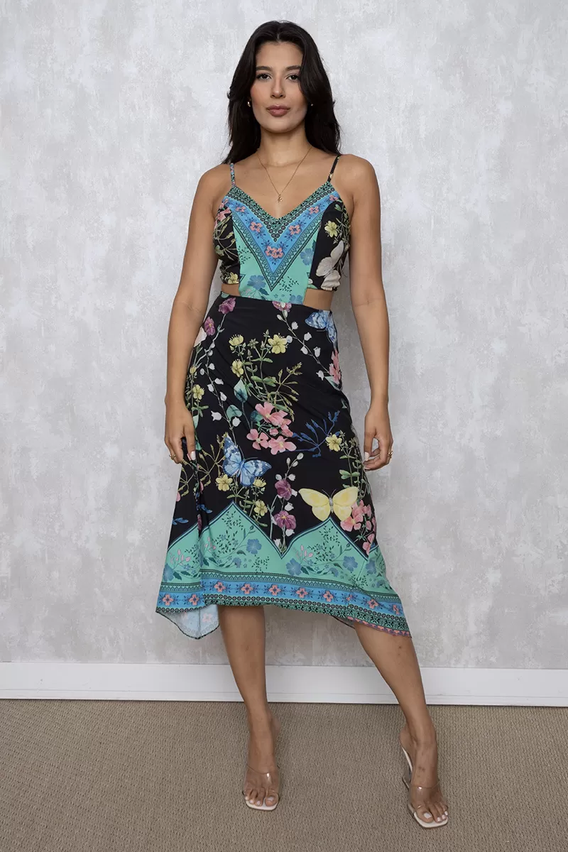 Amissi Store - Dress Amissi Longuete Open Side Blue Print 0030609 - 10007401