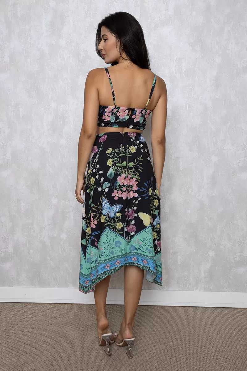 Amissi Store - Vestido Amissi longuete aberto lateral Estampado Azul 0030609 - 10007401