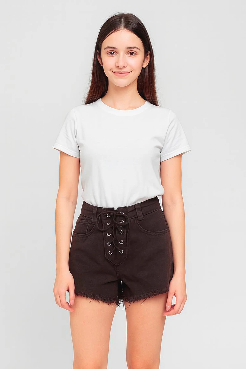 Lady Rock - Lady Rock Eyelet Shorts Brown 6667B - 10007765