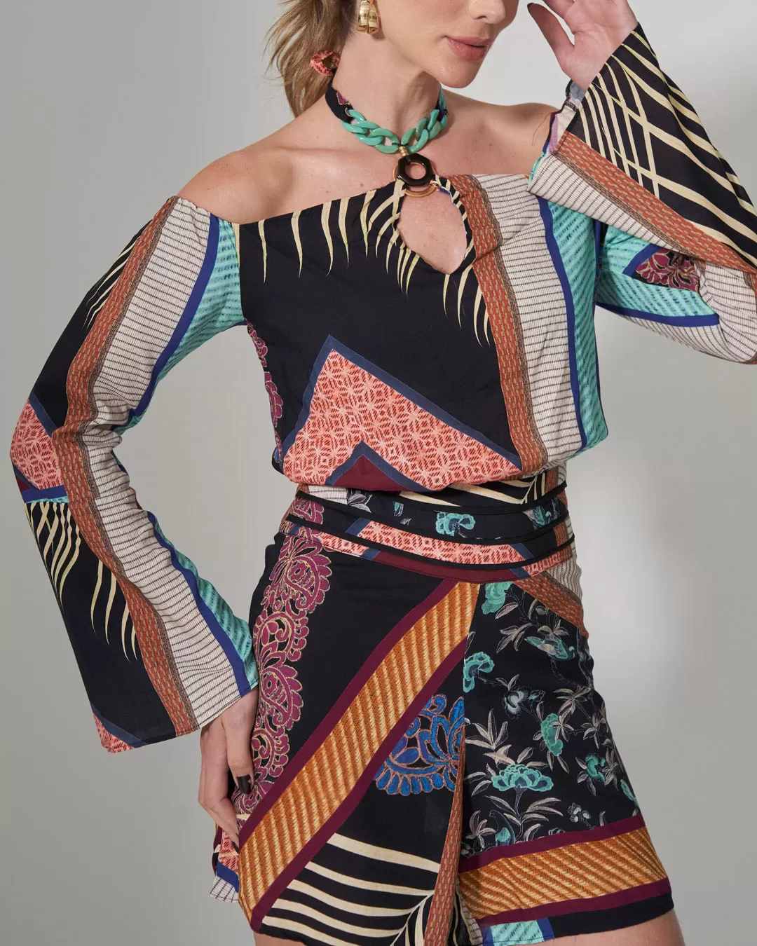 Cashier - Macaquinho Cashier com detalhe Estampado Preto 11497 - 10007585