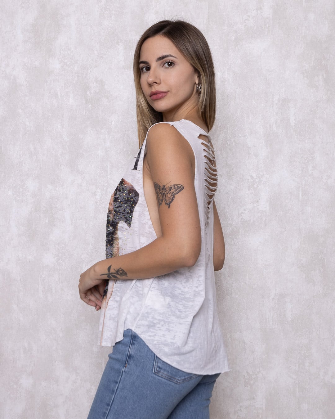 Groovy Forever - Groovy Forever White Printed Tank Top - 10007962
