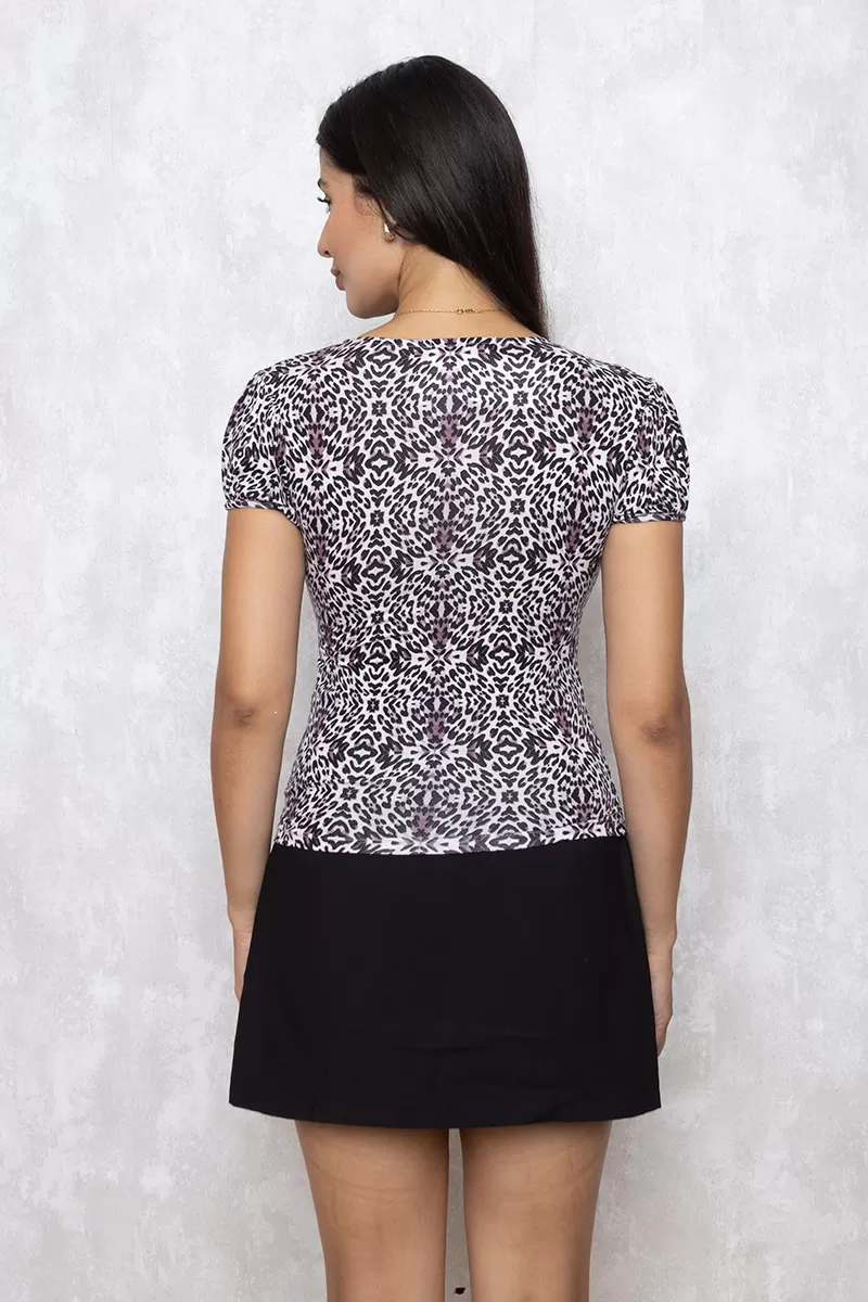 Miss Misses - Miss Misses Shirt with Purple Print Detail 04-736 - 10009560