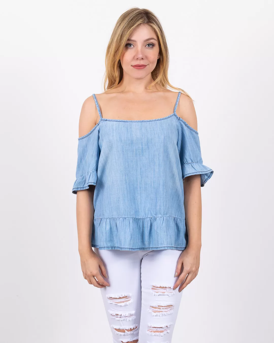 Lady Rock - Cropped Lady Rock shoulder to shoulder Light Blue - 10007918