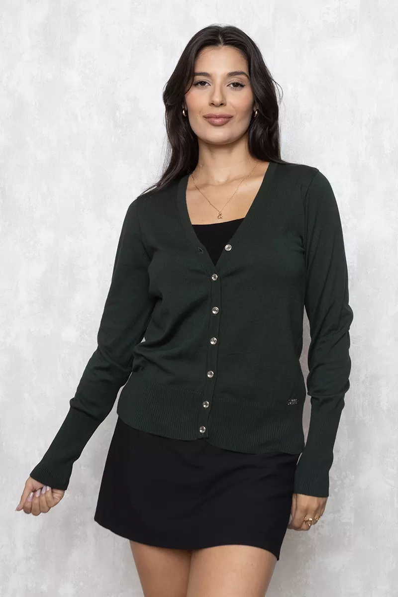 Miss Misses - Miss Misses Long Sleeve Green Cardigan - 1003389