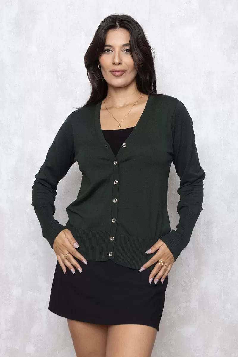 Miss Misses - Miss Misses Long Sleeve Green Cardigan - 1003389