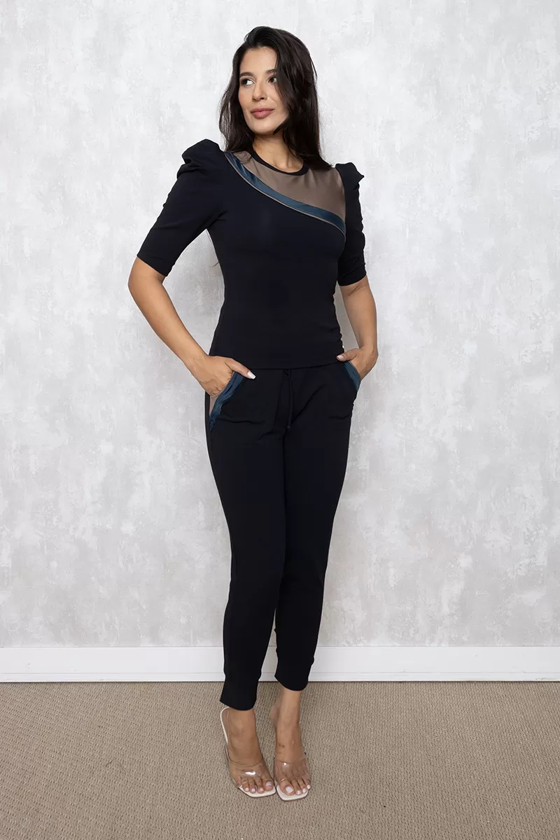 Miss Misses - Miss Misses Pants with Detail in Black and Brown Pockets - 80137001