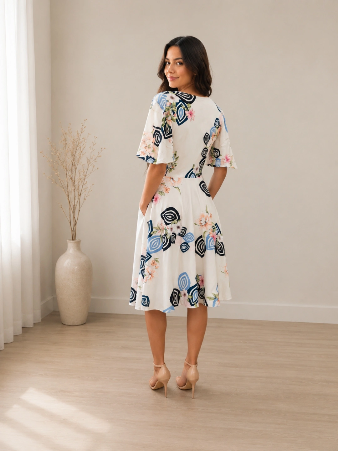 Miss Misses - Dress Miss Misses workout wheeldo Bat Sleeve Printed Offwhite - 17008