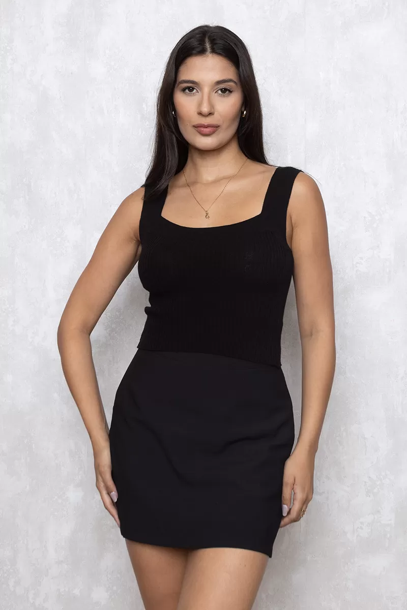 Dot Clothing - Cropped Dot Clothing Modal Canelado Regata Preto - T154PTO