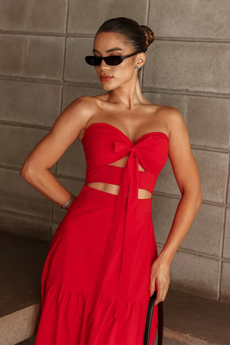 Dot Clothing - Dress Dot Clothing Midi Topless Red - 1458VMLHO