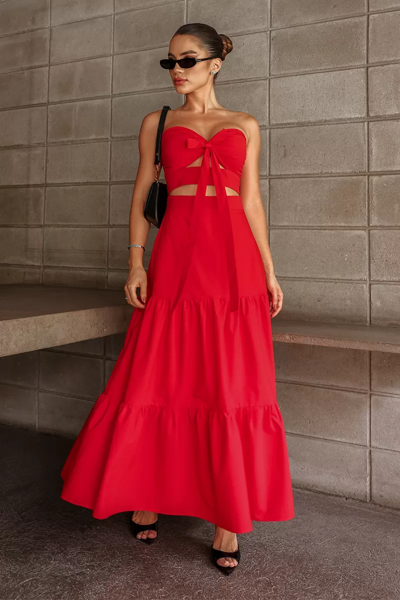 Dot Clothing - Dress Dot Clothing Midi Topless Red - 1458VMLHO