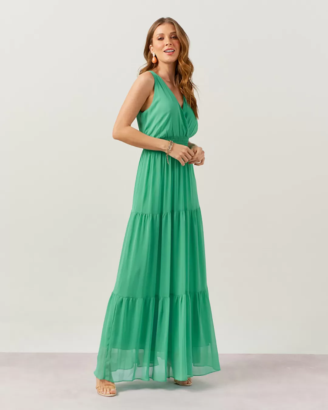 Innocence - Lastex Long Innocence Dress at Green Waist - 50675VDE