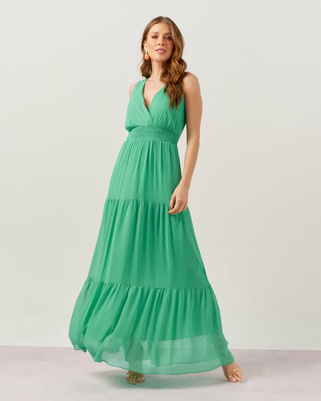 Innocence - Lastex Long Innocence Dress at Green Waist - 50675VDE