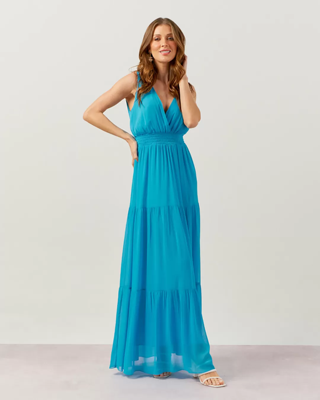 Innocence - Lastex Long Innocence Dress at Blue Waist - 50675AZU