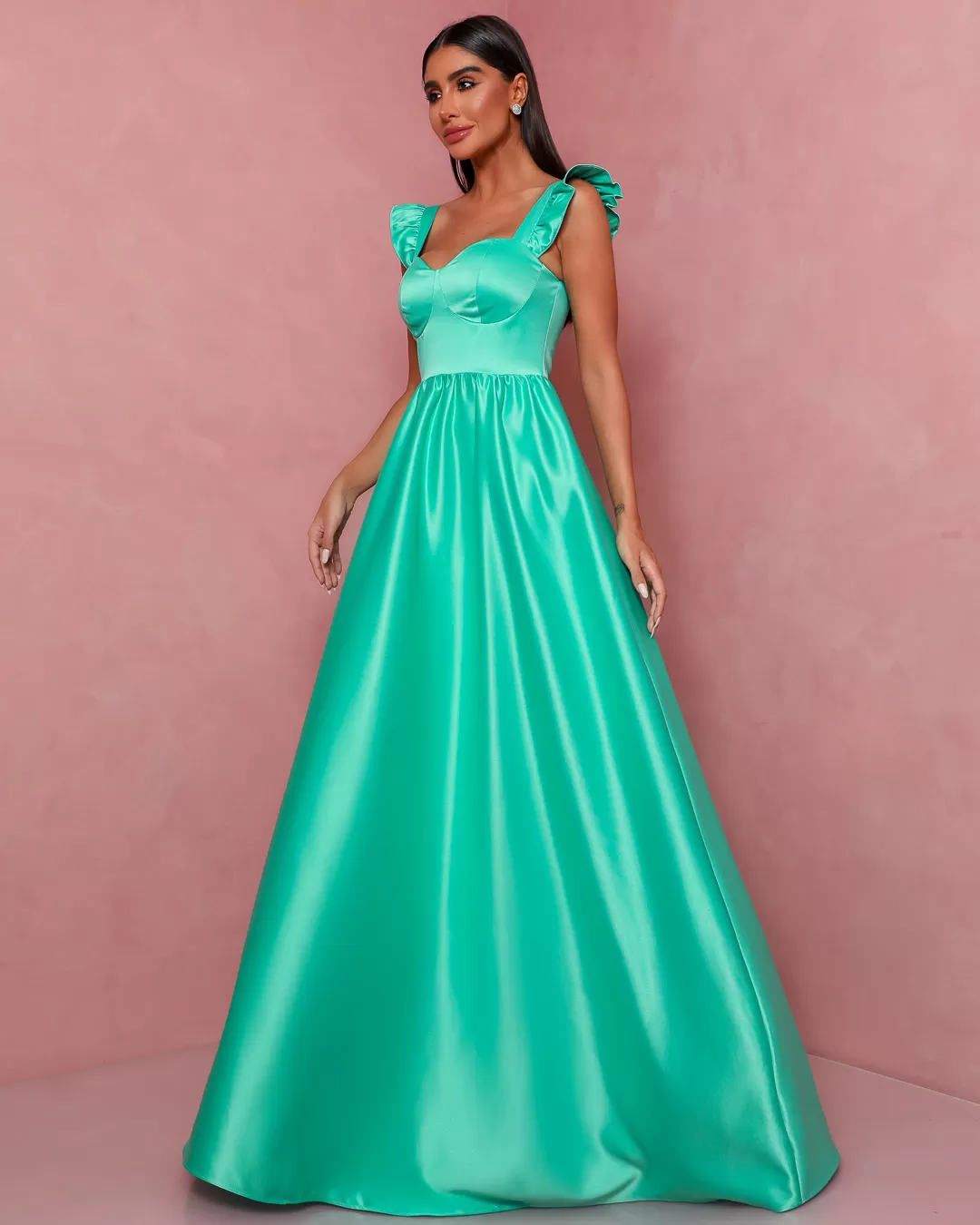 Dot Clothing - Dress Dot Clothing Long Satin Green Water - 1508VDEAG