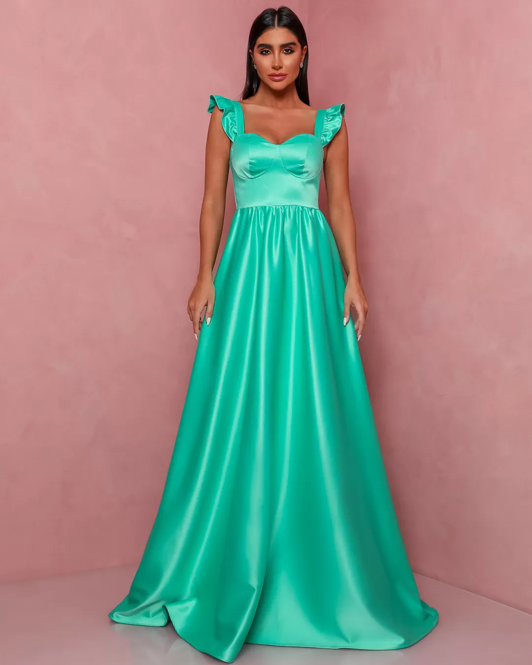 Dot Clothing - Dress Dot Clothing Long Satin Green Water - 1508VDEAG