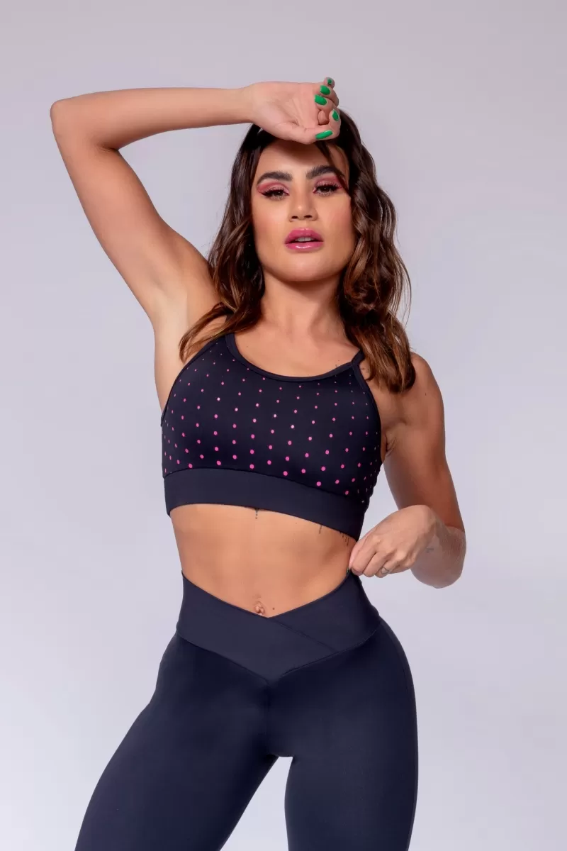 Hipkini - Top Aesthetic Fitness Preto com Bolinhas - 3339266
