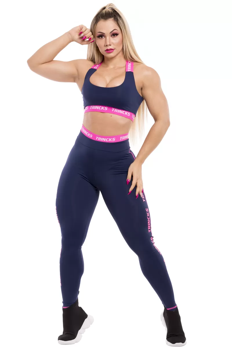 Elastic Power Trincks - Fitness Set Top and Pants Trincks Elastic Dark Blue - cjc-010613