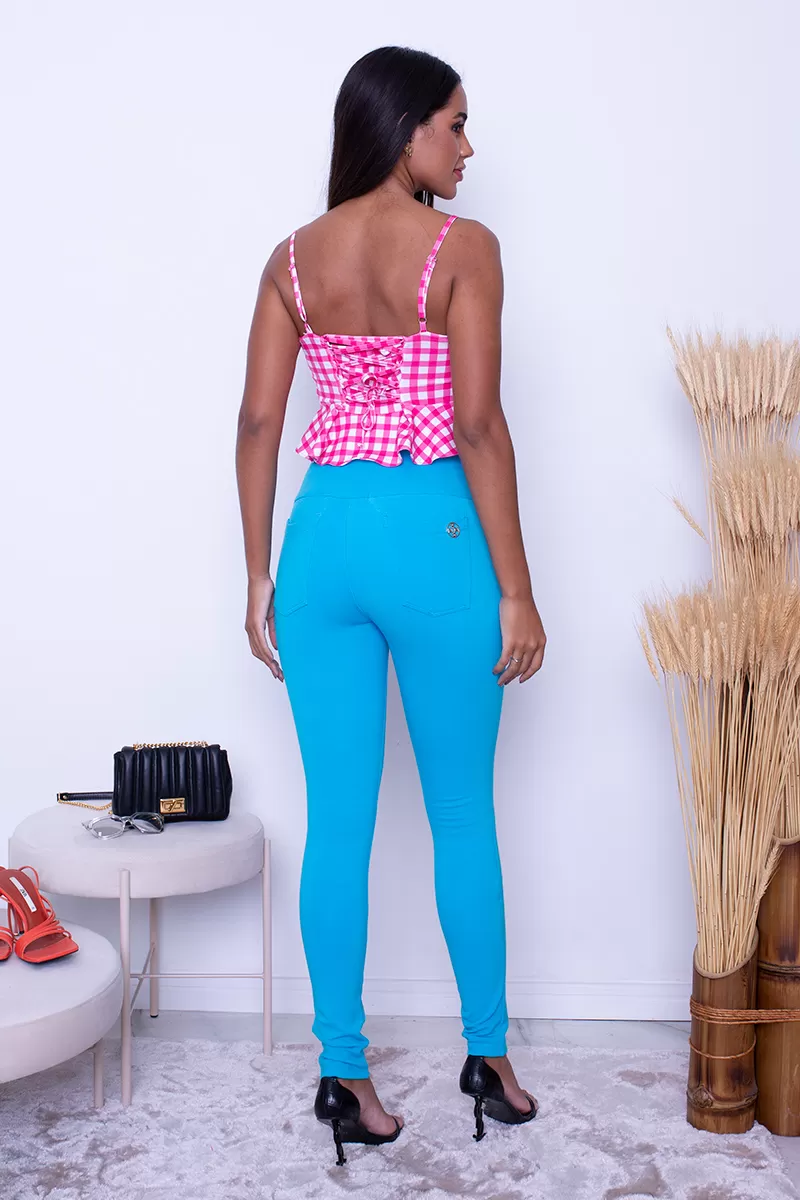 Miss Misses - Calça Miss Misses Lipo Skinny Cintura Alta Azul Claro - 18537AZCL