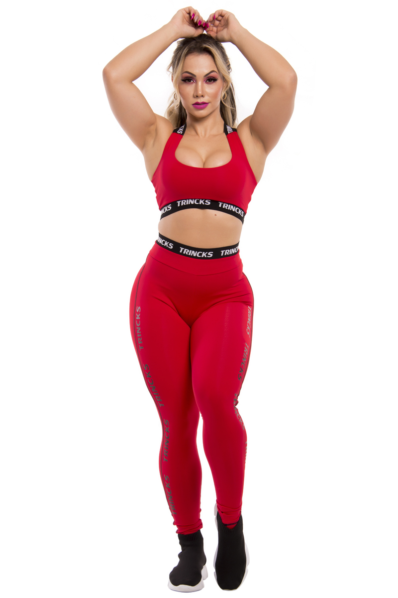 Elastic Power Trincks - Conjunto Fitness Top y Pantalón Trincks Pantalón y Top Elástico Rojo - cjc-010637