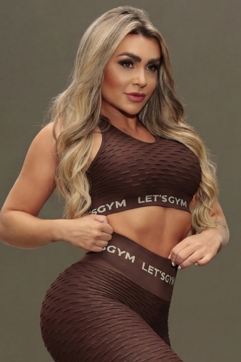 Lets Gym - Top Seamless Brocado Marrom - 1256DCF