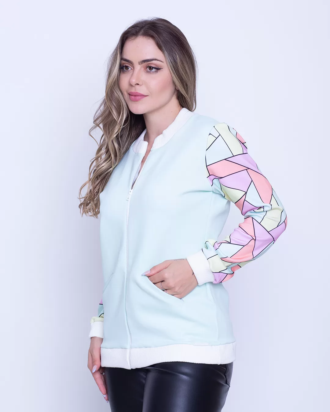 Limone - Blusa Limone manga longa com bolso Verde Água - 10012206