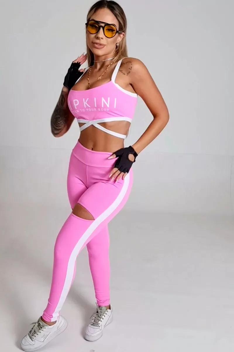 Hipkini - Leggings Sports Fitness Pink Elast on the Side with Rec Leaked - 3339429