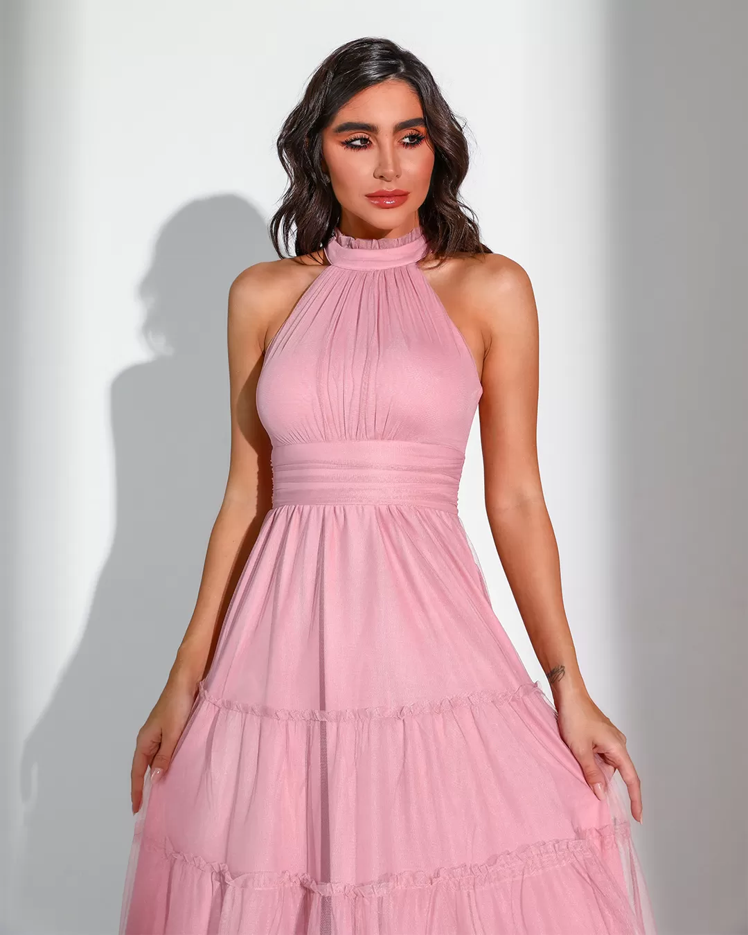 Dot Clothing - Dress Dot Clothing Long Turtleneck tulle Light Pink - 2513ROSE