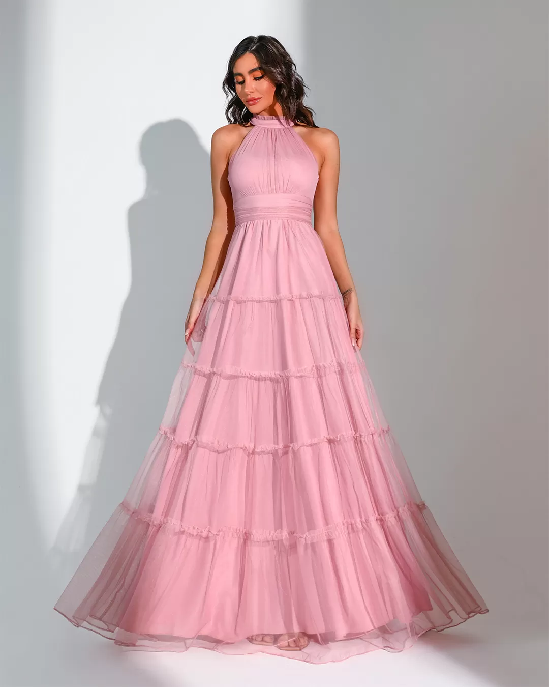 Dot Clothing - Dress Dot Clothing Long Turtleneck tulle Light Pink - 2513ROSE